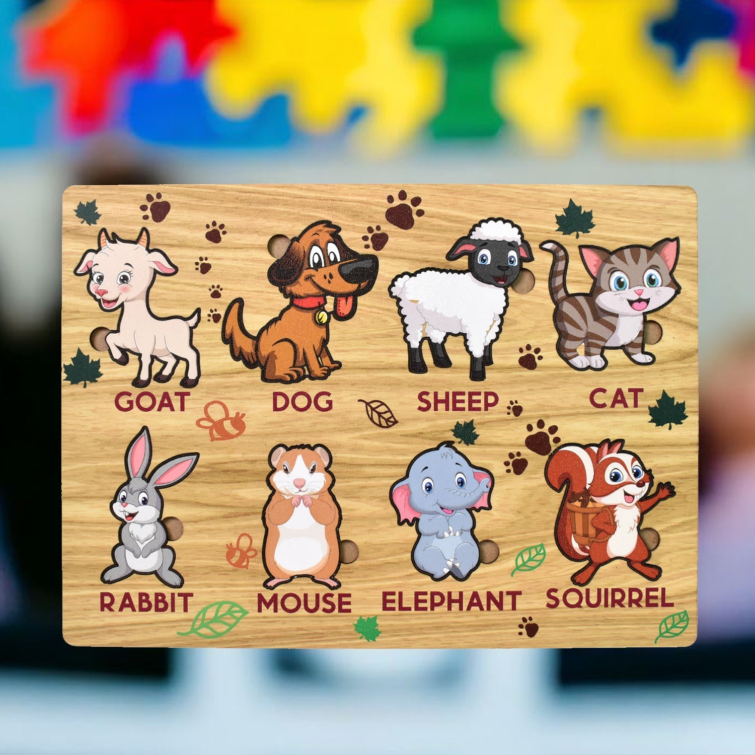 Wooden Animal Puzzle Learning Educational Board (1 Set / 28×20 Cm) Wooden Animal Puzzle Learning Educational Board (1 Set / 28×20 Cm)